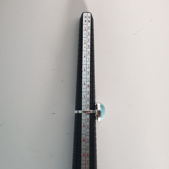 Elegant Vintage 925 Sterling Silver Natural Larimar Cabochon Ring – Size 8 - Picture 10 of 12